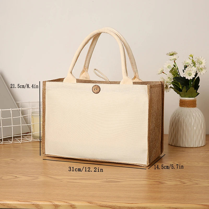 Fashionable Linen Handbag | Versatile Solid Colour Shopping Tote