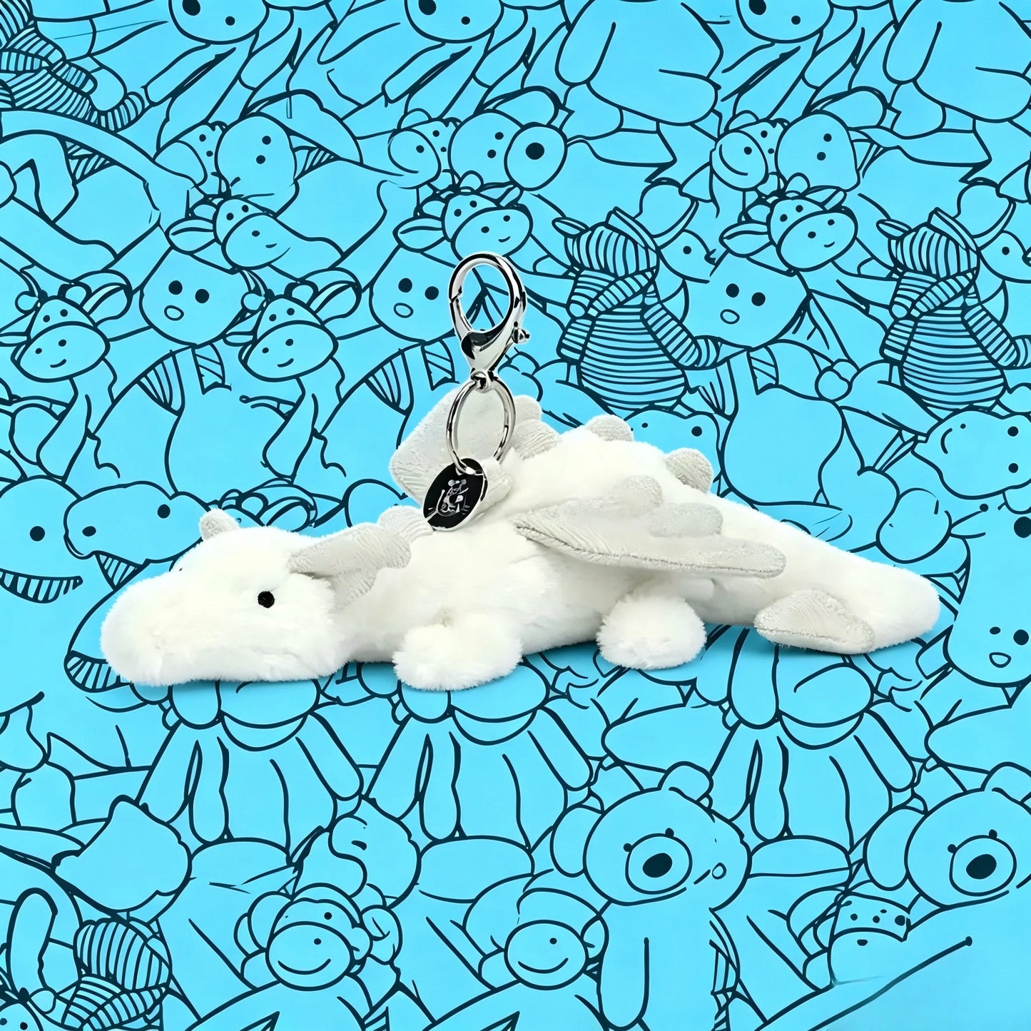 Cute White Dragon Plush Keychain | Soft Stuffed Animal Charm