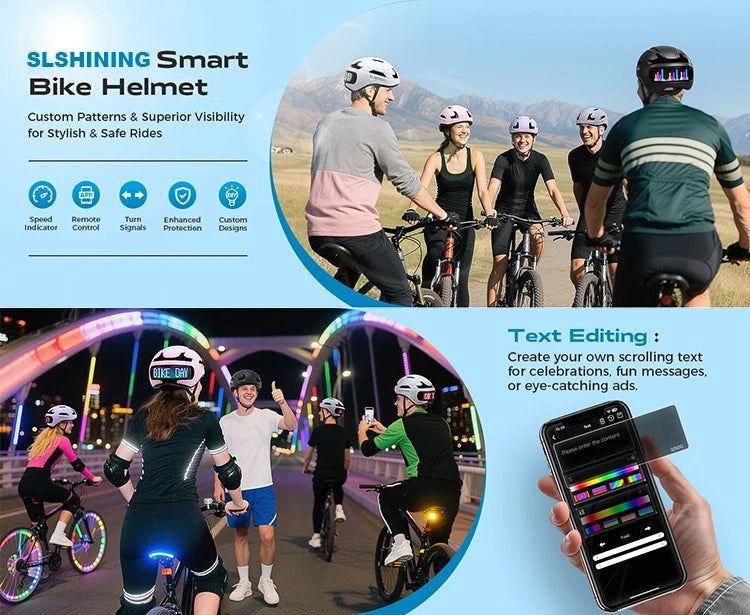 Adjustable Cycling Helmet with LED Display for All Riders