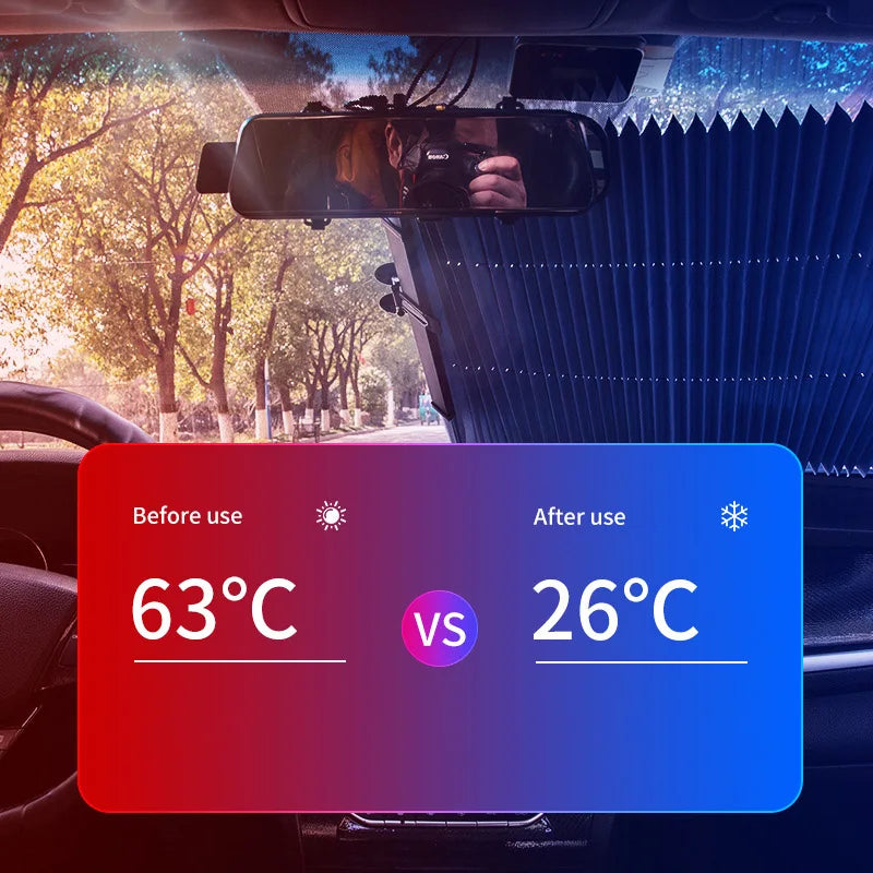 Retractable Car Windshield Curtains | UV Protective Sunshade