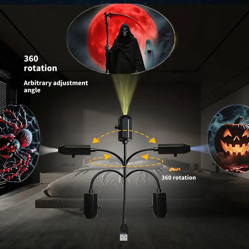Rotatable Halloween Moon Lamp Projector for Holiday Decor Lighting