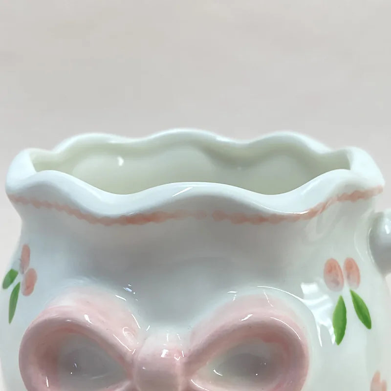 Cute Handmade Bow Ceramic Coffee Cup | Unique Gift Mug