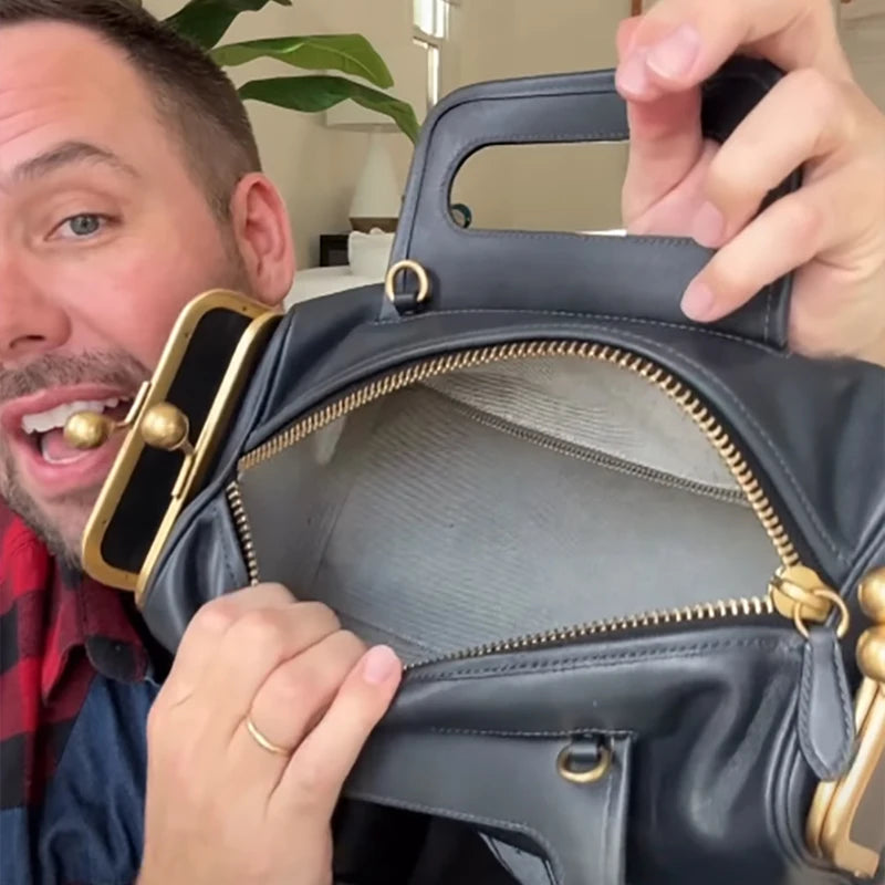 Luxury Retro Clip Handbag | Elegant Large Capacity Crossbody Bag