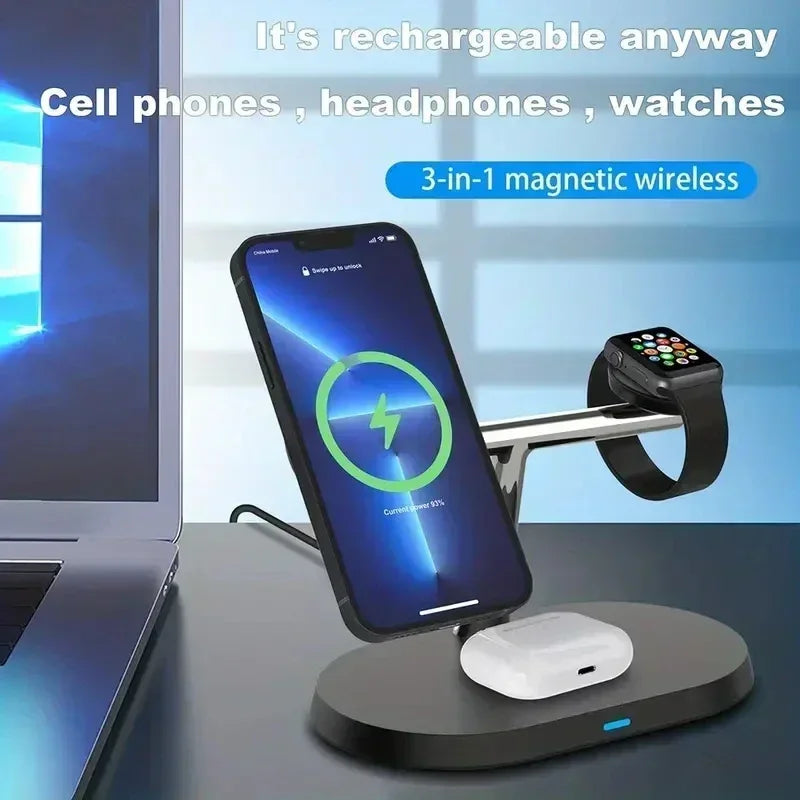 Magnetic 3-in-1 Wireless Charging Stand | Fast MagSafe Charger
