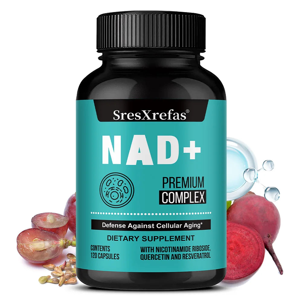 Premium NAD+ Resveratrol Capsules | Boost Energy & Support Focus