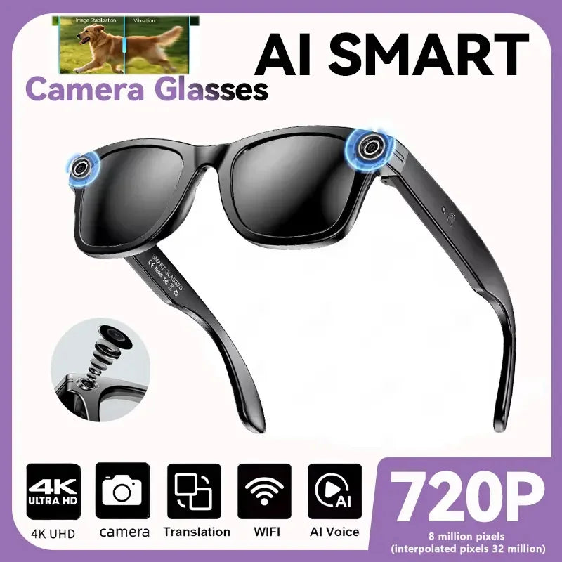 Smart AI Glasses | 8MP Camera, Noise-Cancelling, Waterproof Sunglasses