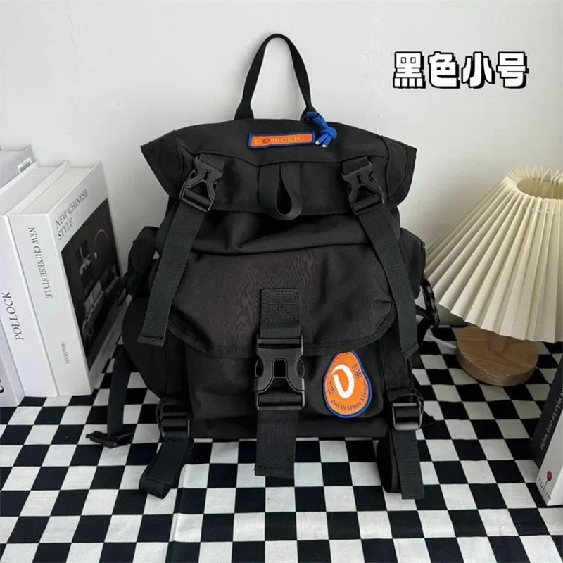 Unisex Casual Orange Nylon Waterproof Backpack | Large Capacity
