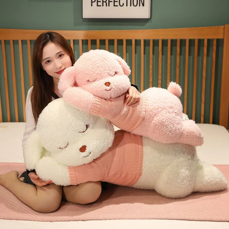 Lovely Giant Plush Dog Pillow | Soft Sweater Dog Stuffed Toy
