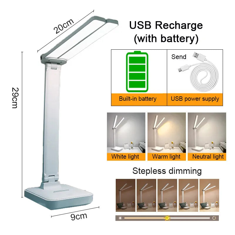 Lámpara de escritorio LED regulable | Protección ocular y control táctil
