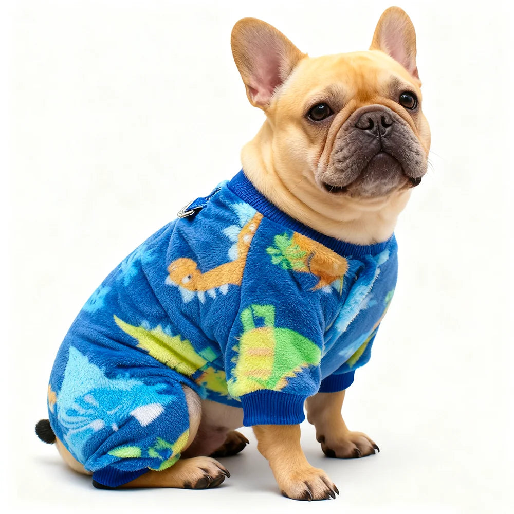 Winter Warm Fleece Dog Jumpsuit | Cozy Pajamas for Small Dogs