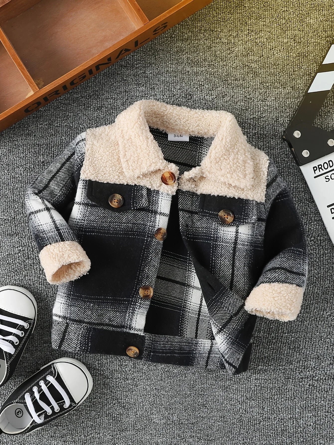 Baby Boy Plaid Plush Jacket | Stylish & Cozy Outerwear