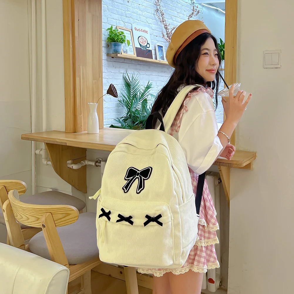 Cute Bowknot Aesthetic Backpack | Trendy School & Travel Bag