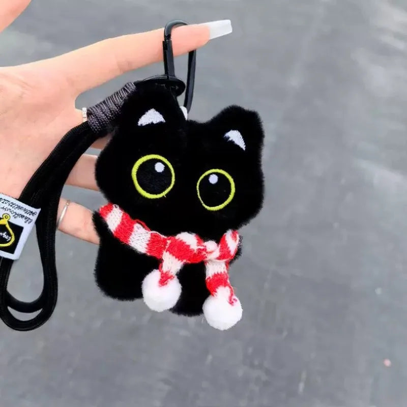 Cute Black Kitty Plush Keychains | Adorable Soft Kawaii Cat Dolls
