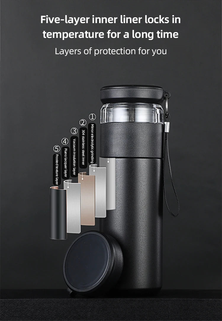 Stainless Steel Tea Infuser Vacuum Flask | Insulated Travel Mug