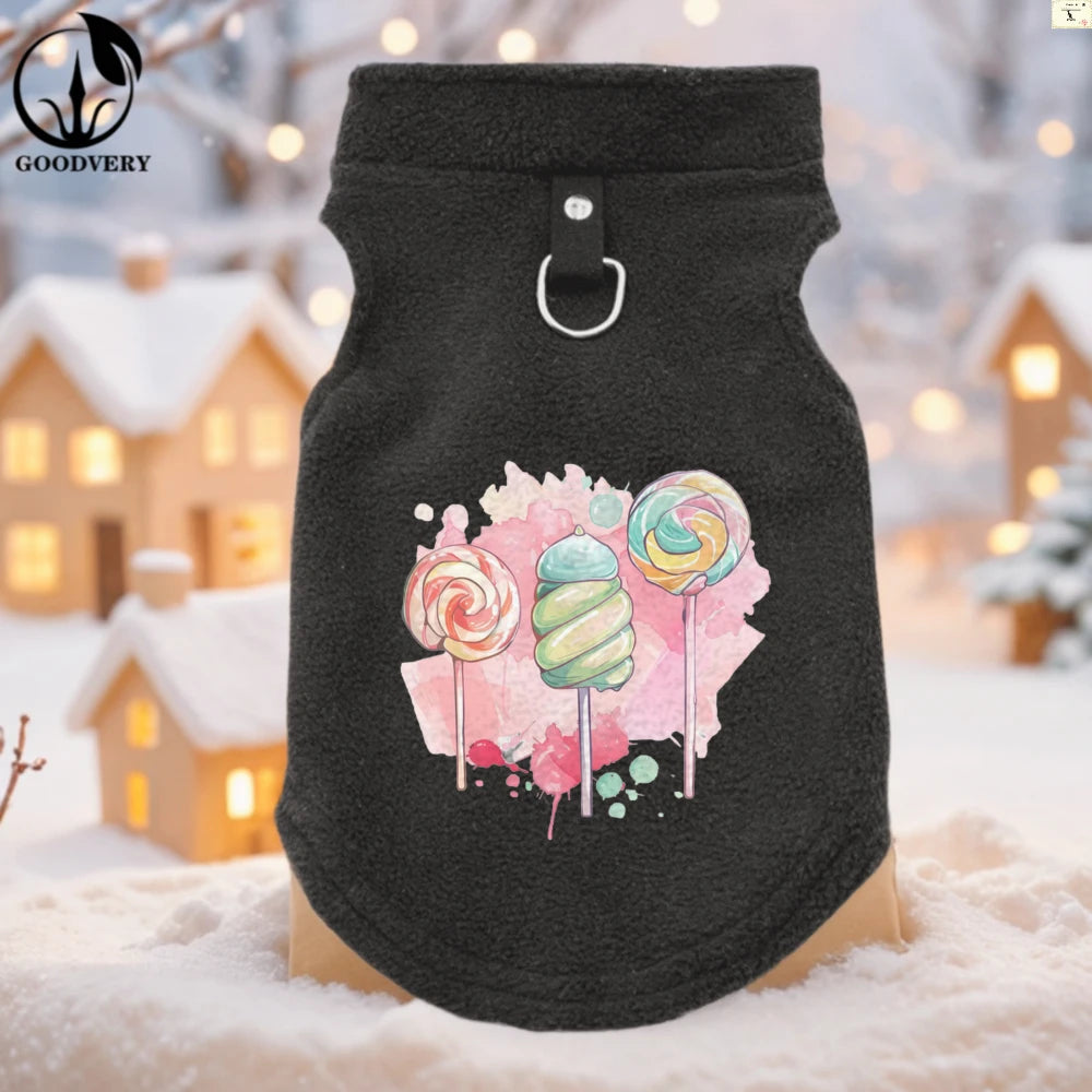 Suéter de invierno para gato con estampado de piruleta de dibujos animados para mascotas