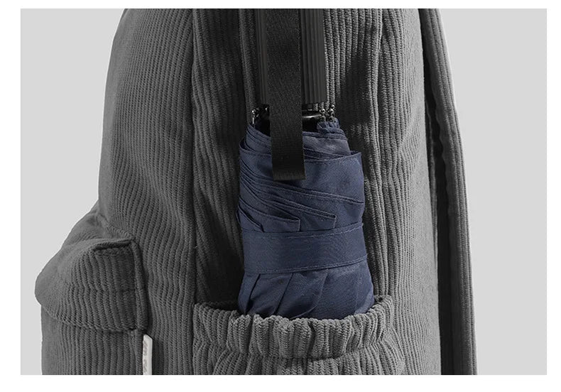 Stylish Neutral Corduroy Backpack | Versatile Large Capacity Daypack