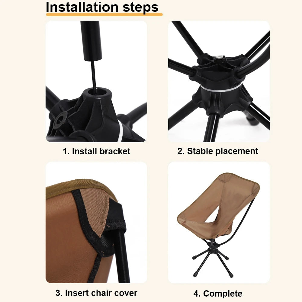 Lightweight Outdoor Folding Swivel Chairs for Camping & Fishing