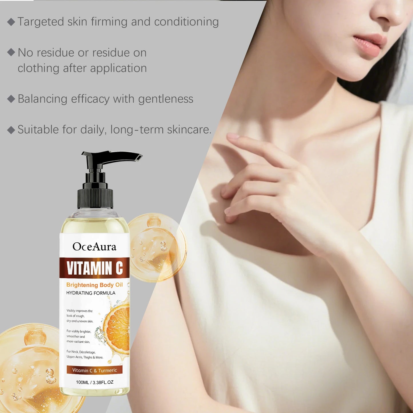 Vitamin C Body Massage Oil | Moisturizing Brightening Skin Oil