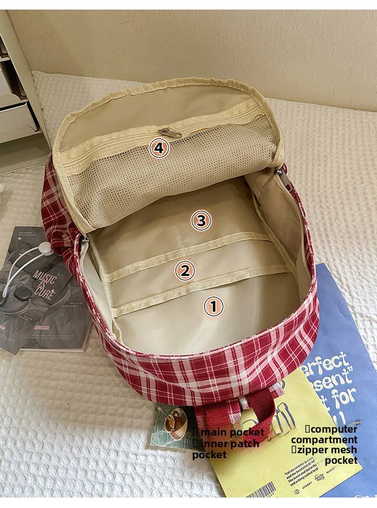 Large Capacity Plaid Backpack | Versatile Travel & School Bag