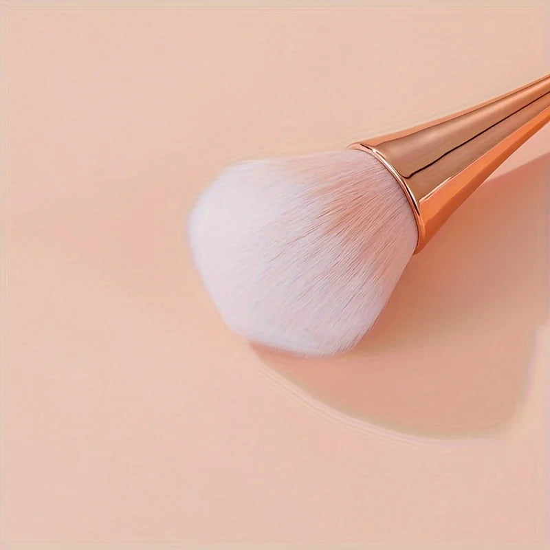 Soft Rose Golden Fan Makeup Brush | Achieve Flawless Beauty