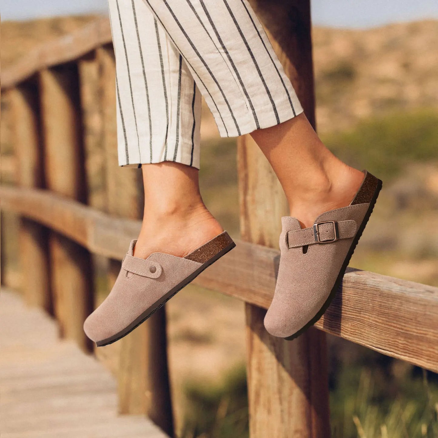 Shevalues Suede Clogs For Women Men Summer Cork Mules Soft Footbed Sandals With Arch Support  New Leisure Fashion Genuine Clogs