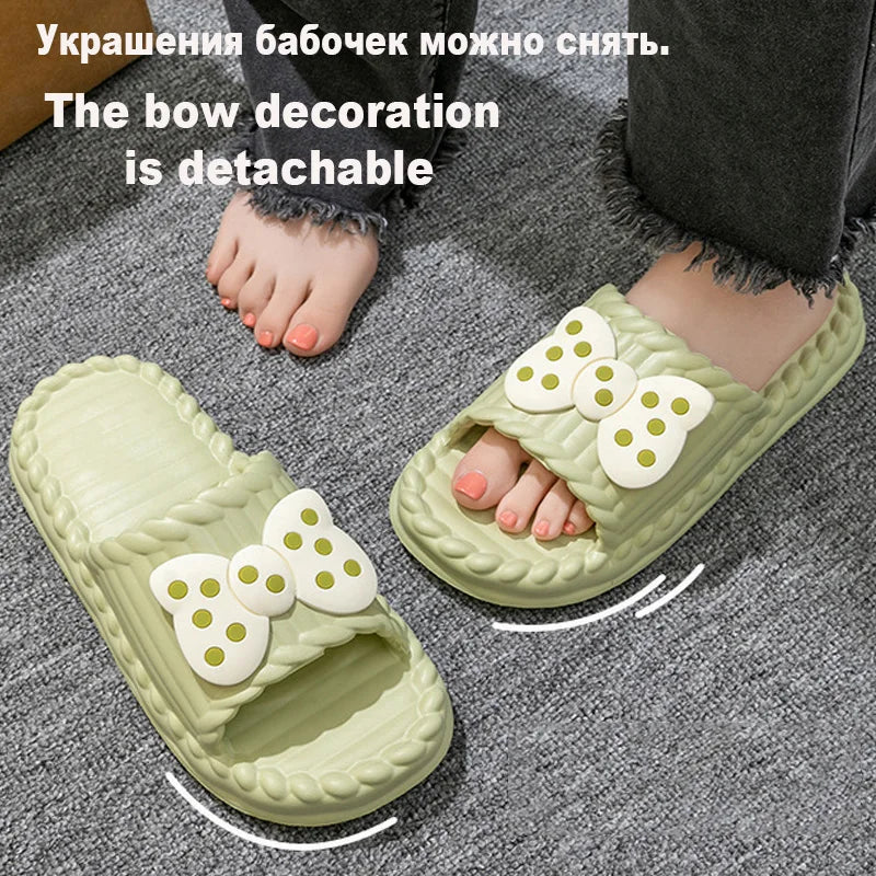 Cute Women's Summer Slippers with Bow Tie | Comfortable Beach Slides