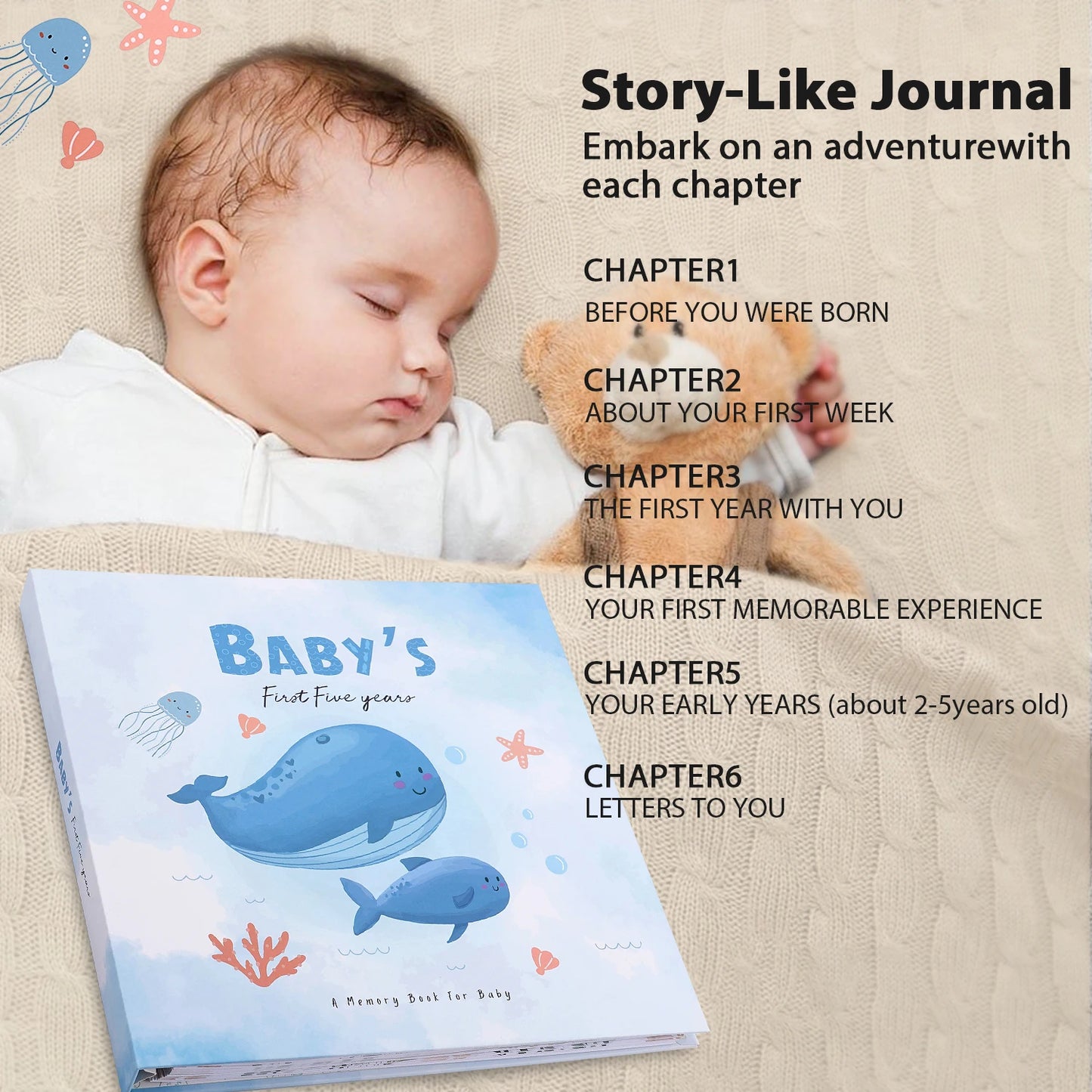 Baby Memory Book: Cute Animal Keepsake Growth Journal