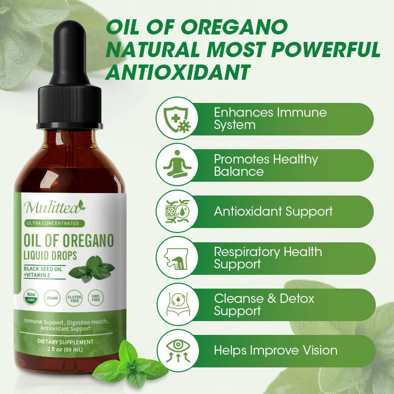 Organic Oregano Oil Drops with Black Seed & Turmeric Support