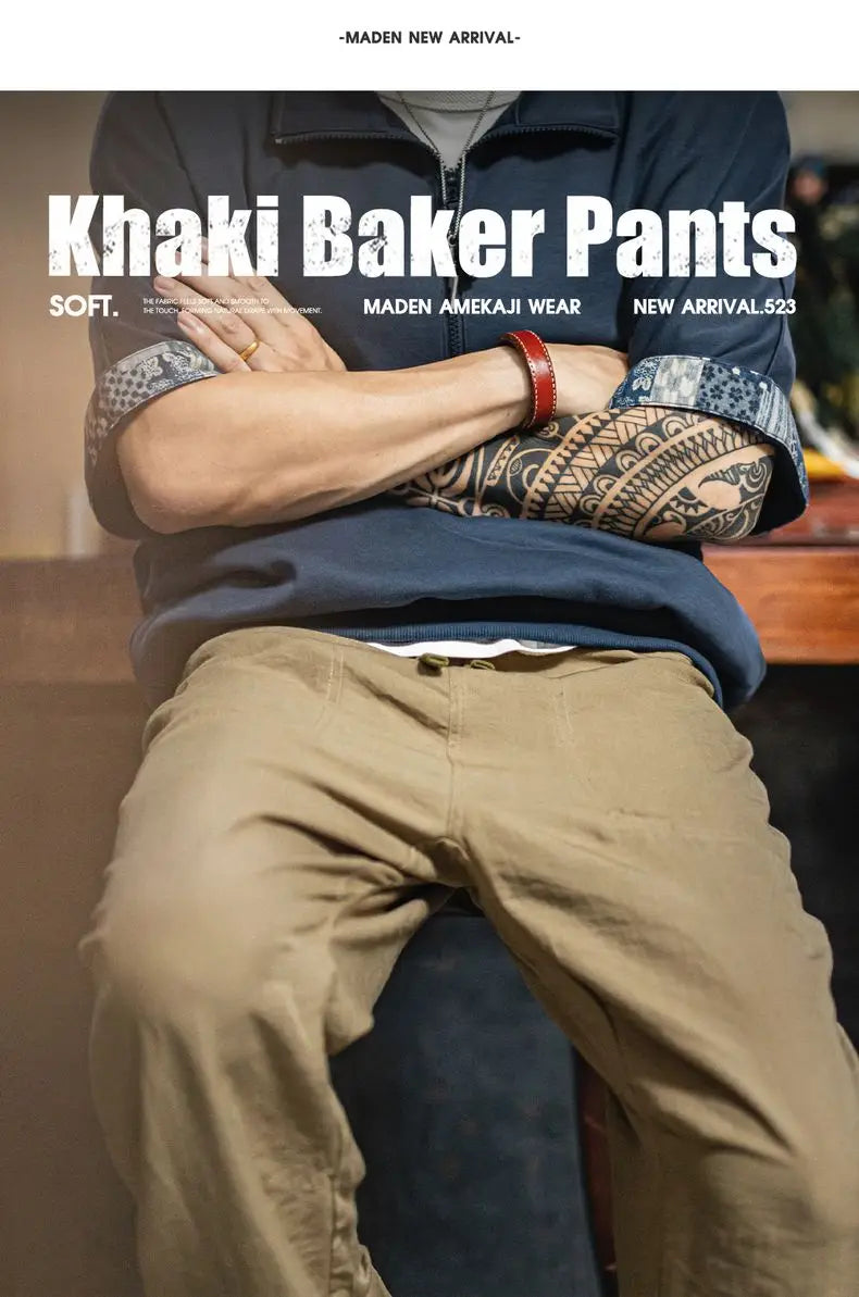 Men's Lightweight Vintage Chino Pants | Casual Khaki Trousers