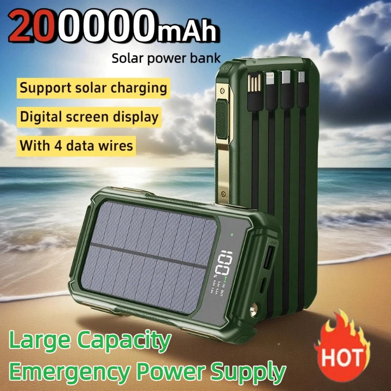 200000mAh Solar Emergency Power Bank | 4 in 1 Charging Solution