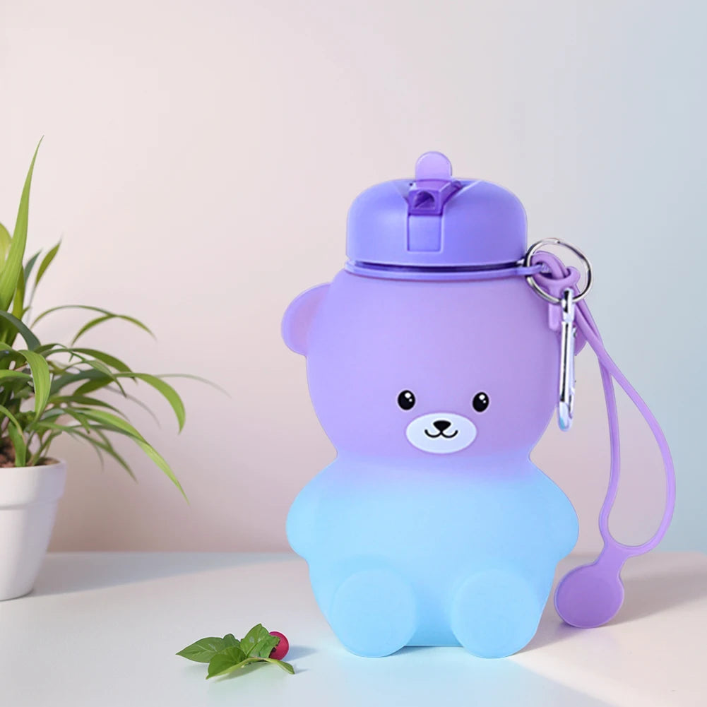 600ml Collapsible Water Bottle | Cute Bear Water Bottle for Sports