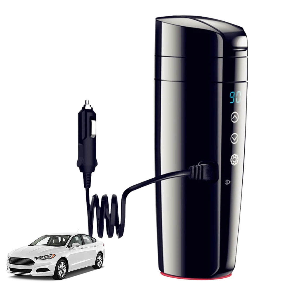 Electric Heated Car Mug with LCD Display | On-the-Go Beverage Warmer