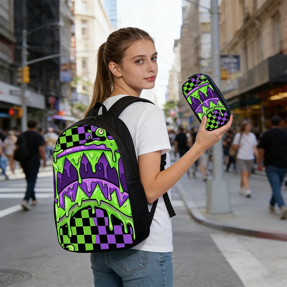 Trendy Shark Graphic Backpack Set | Ideal for School Adventures