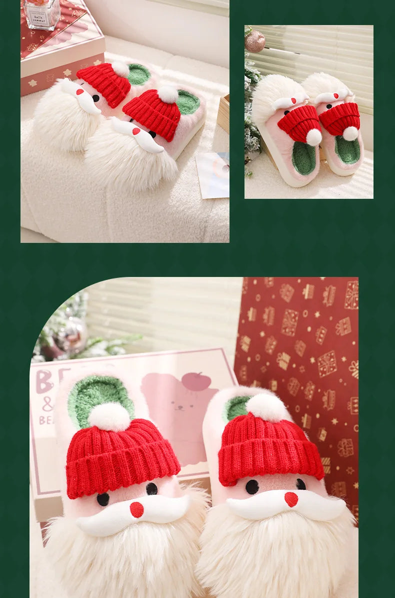 Women's Cute Santa Claus Plush Slippers | Cozy Christmas Indoor Shoes
