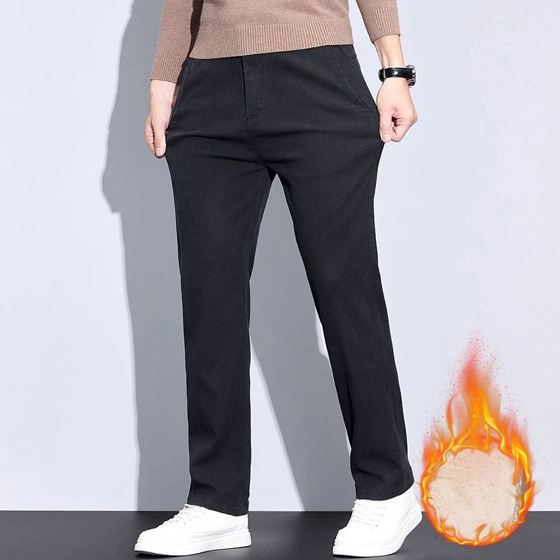 Men's Winter Thick Warm Casual Pants | Fleece Thermal Trousers