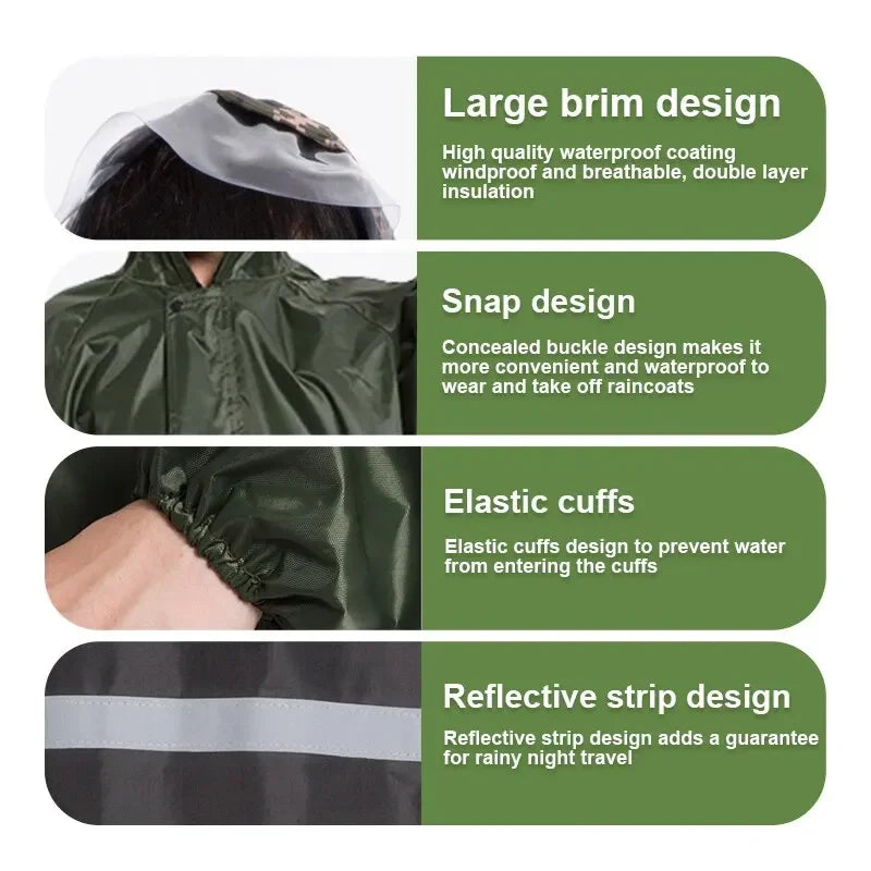 Waterproof Windproof One-Piece Long Raincoat for Adults