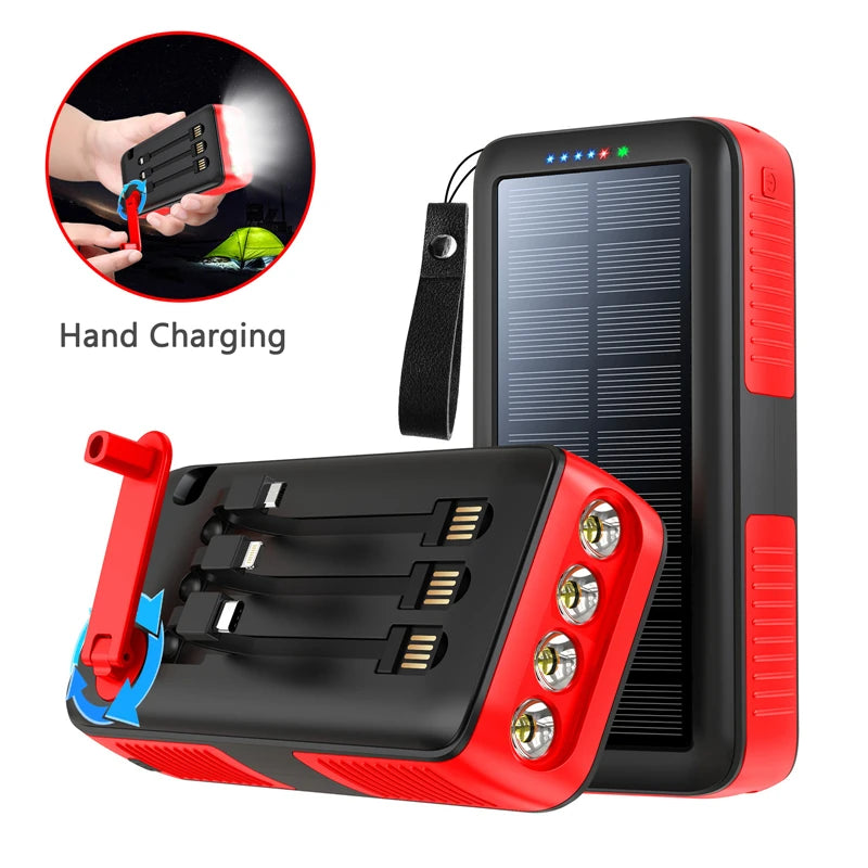 20000mAh Hand Crank Solar Power Bank | Waterproof Portable Charger