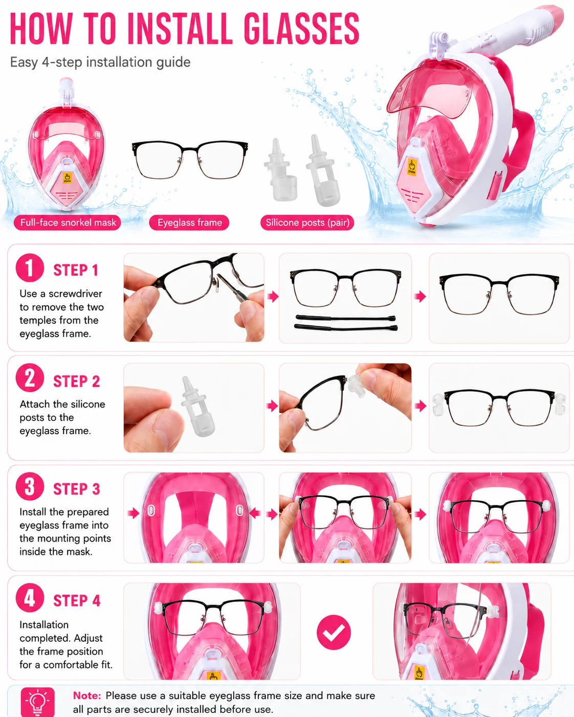 Full Face Snorkel Mask for Glasses Wearers | Anti-Fog & Leak Proof