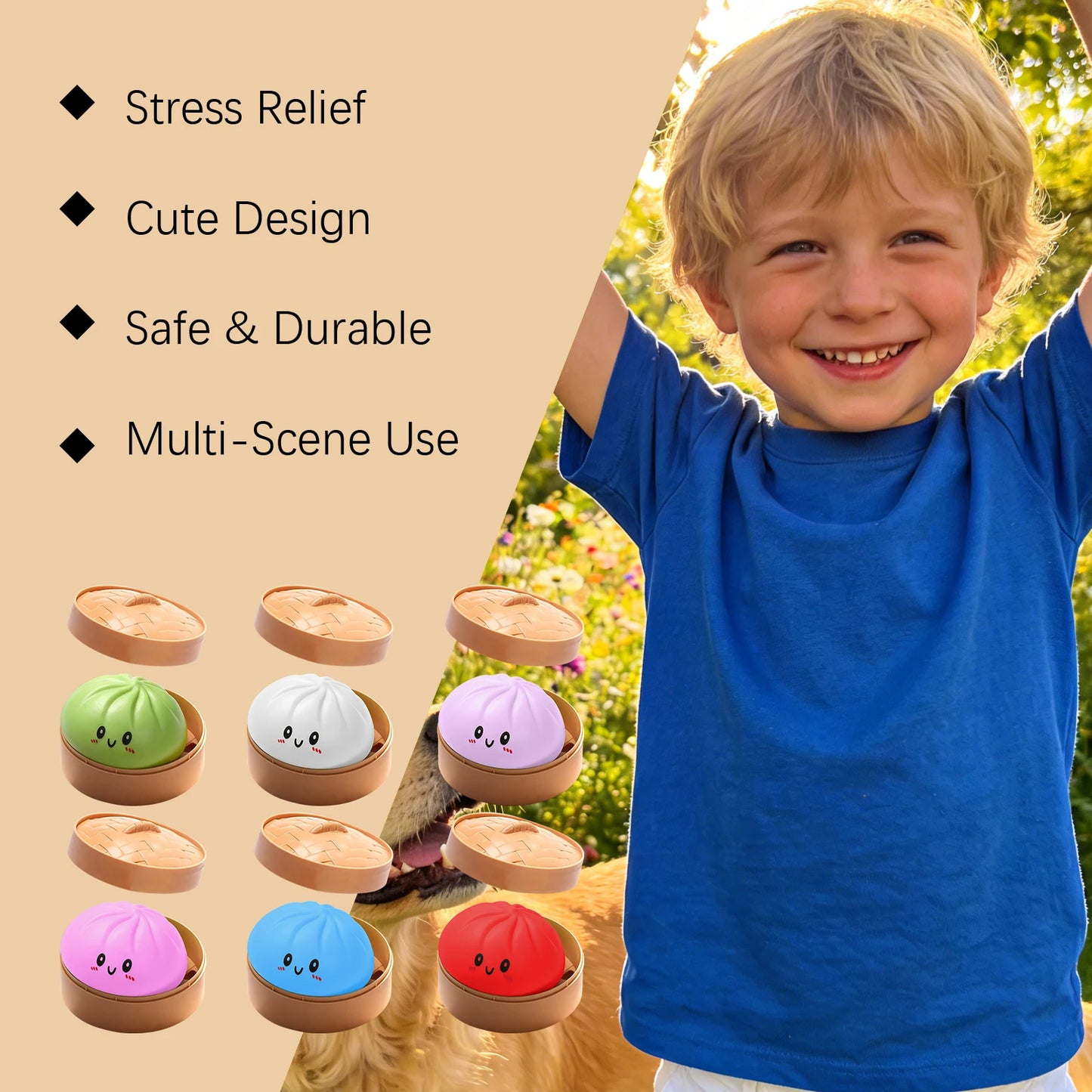 Colorful Simulated Dumpling Squishy Relaxing Relieve Anxiety Antistress Enhance Happiness Reusable Rebound Squeeze Reliever Toy