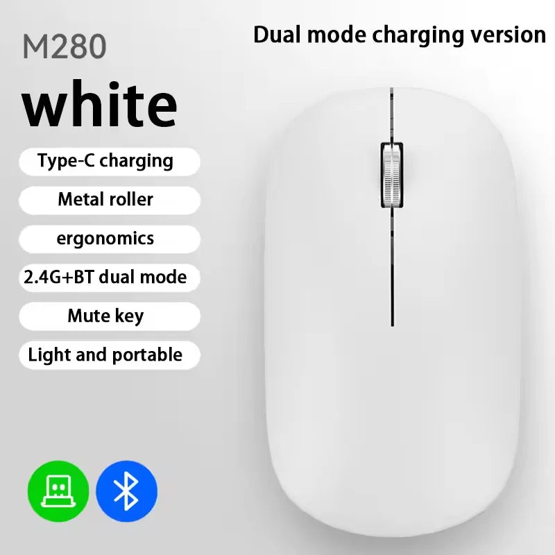 Silent Click Wireless Mouse | Ergonomic Portable Rechargeable Device
