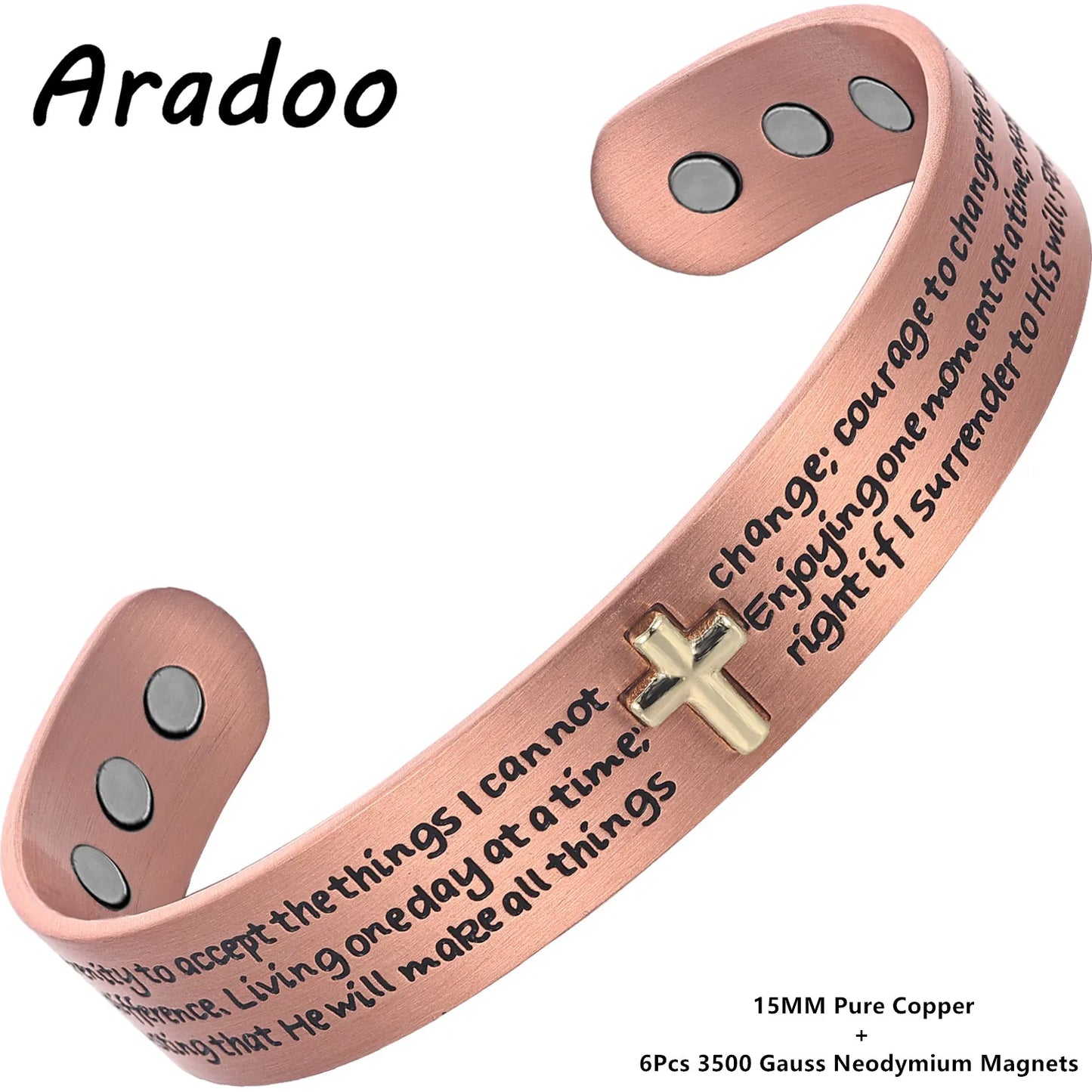 Unisex Magnetic Cross Cuff Bracelet | Pure Copper Bangle Jewelry