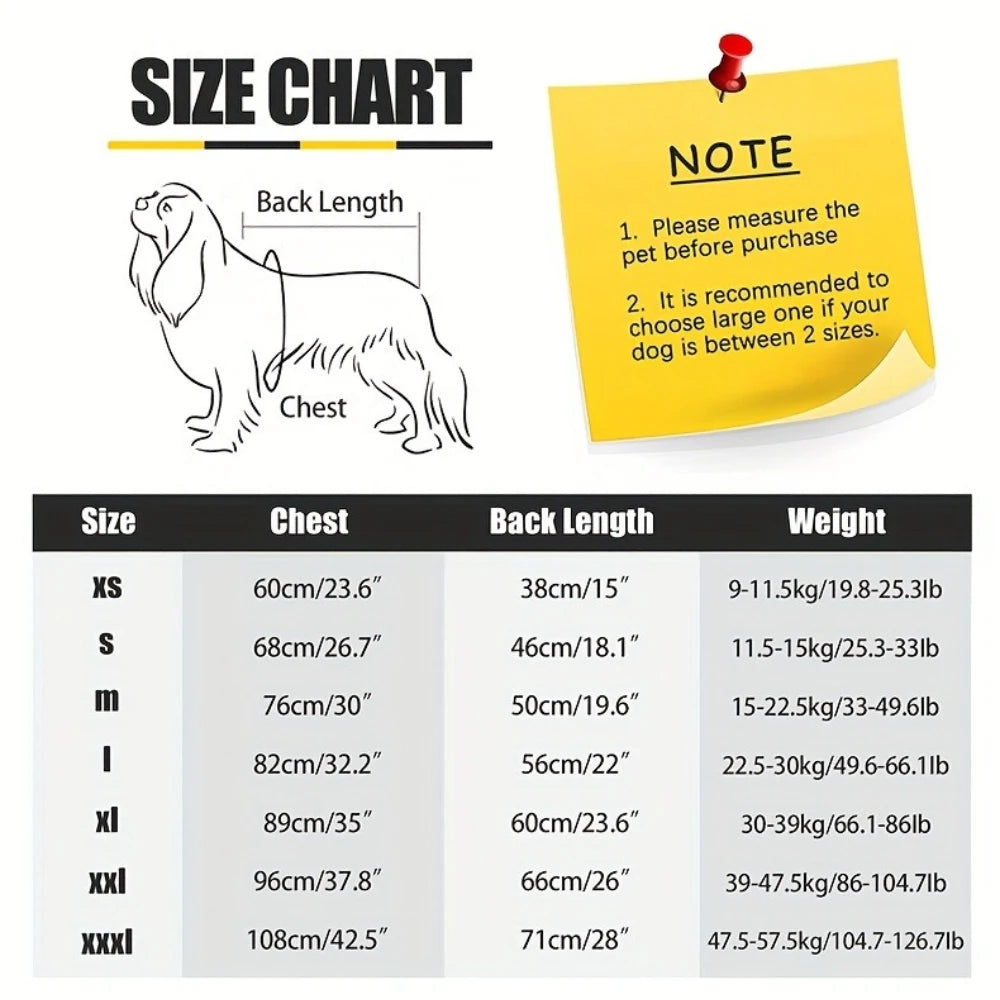Winter Cold Weather Pajamas for Large Dogs | Cozy Onesie Fit