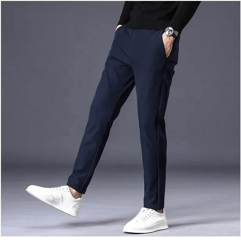 Winter Warm Fleece Men's Business Casual Pants | Stylish Thermal Trousers