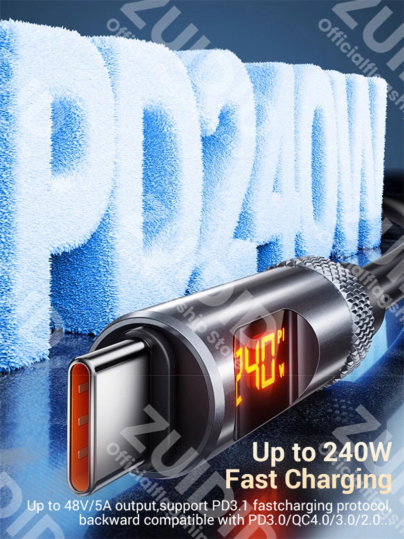 LED Display PD240W USB C to USB C Fast Charging Cable | 5A 2M