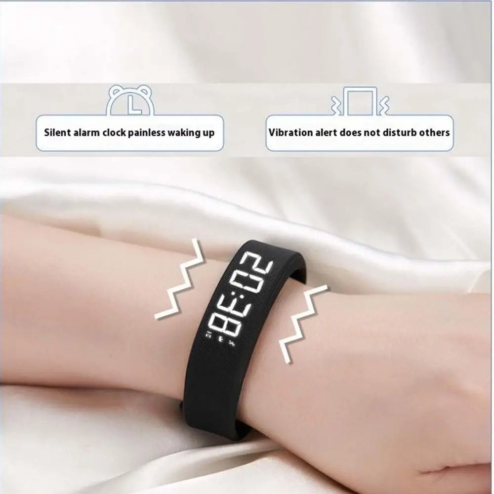 Adjustable Silicone Snooze-proof LED Alarm Clock Bracelet