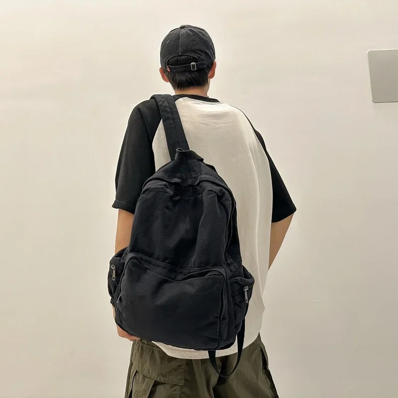 Vintage Washed Canvas Backpack | Stylish School & Travel Bag