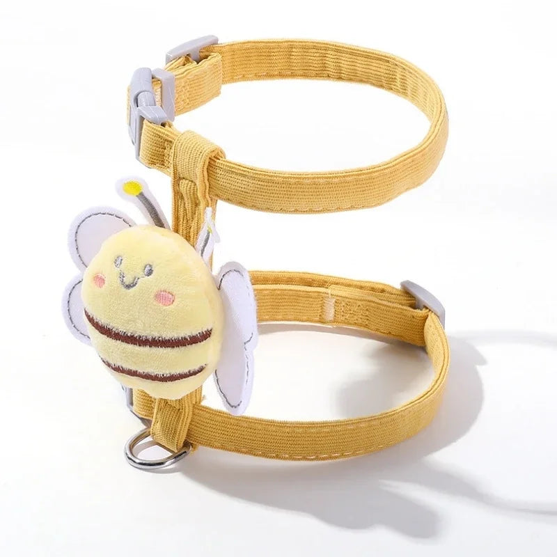 Cute Cartoon Bee Cat Harness & Leash Set for Small Pets