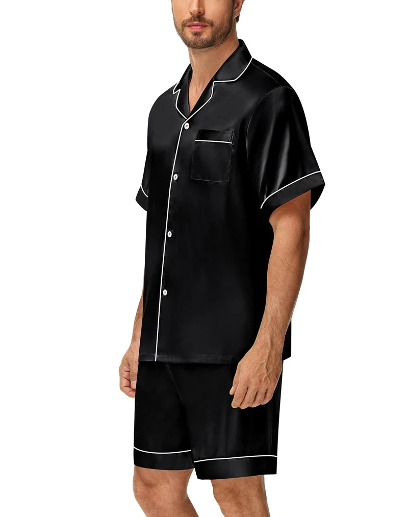 Men's Luxury Satin Pajama Set | Short Sleeve Summer Sleepwear