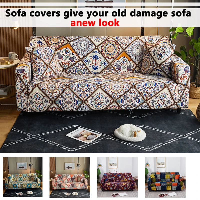 Elastic Living Room Sofa Covers | Dustproof & Machine Washable