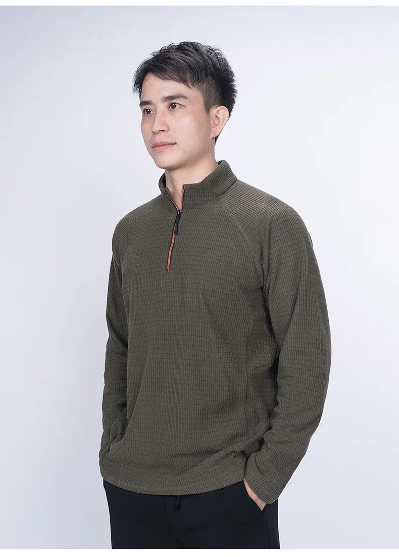 Men's Tactical Grid Fleece Pullover | Comfortable Warm Layer